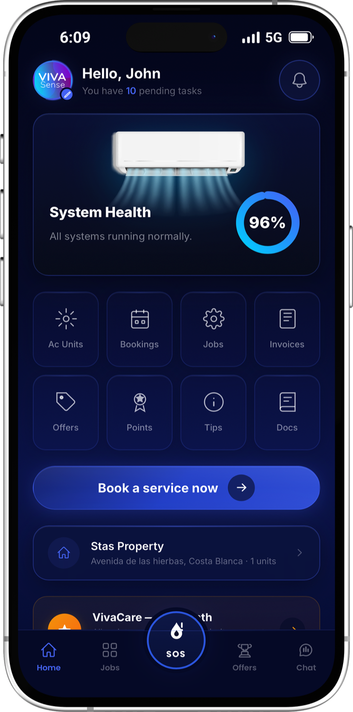 VivaSense app screen